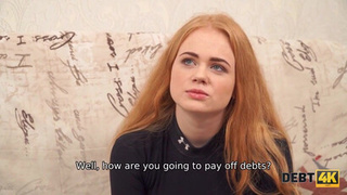 DEBT4k. Счастливый ебарь может использовать рыжую как шлюху, потому что у нее есть долги